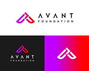 Logo design letter A monogram and positive movement.