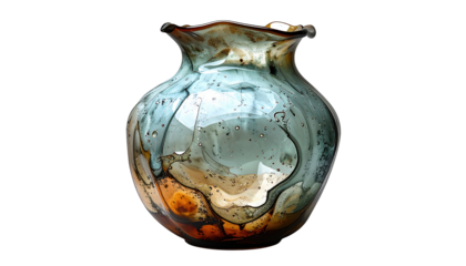 Elegant blue art glass vase with unique organic design