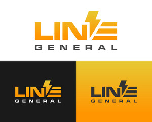 LINE GENERAL Logo with Lightning Bolt and Energy Lines