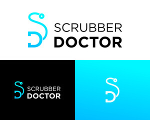 Logo design of SD letter of doctor stethoscope.