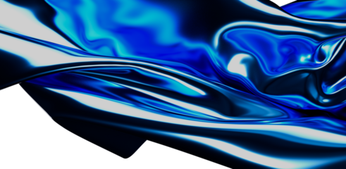 Stunning abstract digital art featuring a flowing, reflective liquid in shades of blue. Ideal for backgrounds, design elements, or artistic expr
