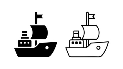 Simple boat icons with transparent background