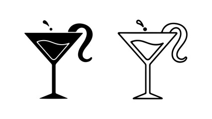 Martini glasses with garnish with transparent background