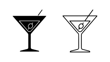 Martini glass outline with transparent background