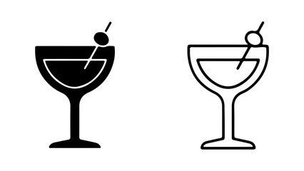 Martini glasses with olive garnish with transparent background