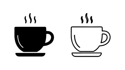 Hot beverage cups with steam with transparent background