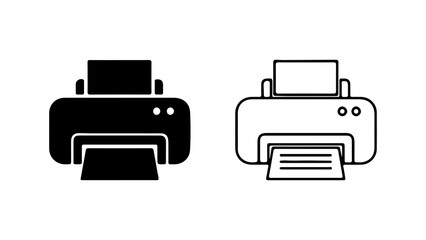 Printer icon set with transparent background