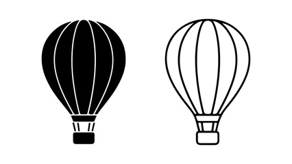 Fototapeta premium Hot air balloons outline and solid with transparent background