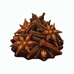 Realistic illustration of a pile of dried chili peppers