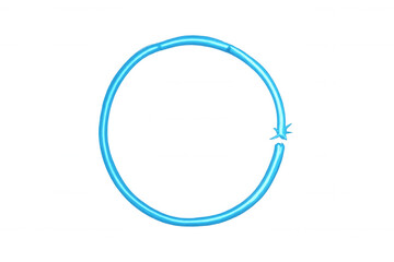 Fototapeta premium Blue neon circle frame glowing in the dark, modern technology graphic element on transparent background