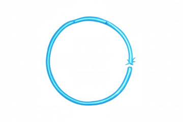 Blue neon circle frame glowing in the dark, modern technology graphic element on transparent background