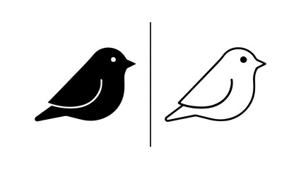 Bird icons with outline and solid fill with transparent background