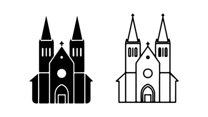 Obraz premium Church building icons with transparent background