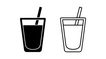 Drink in glass with straw with transparent background