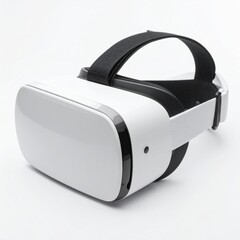 Close Up White Virtual Reality Headset Isolated on White Background