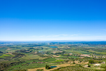 This landscape photo was taken in Europe, Spain, Aragon, Huesca, in summer. It shows Loarre, under the Sun.