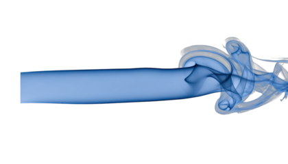 Ethereal blue smoke swirls create calming, flowing art