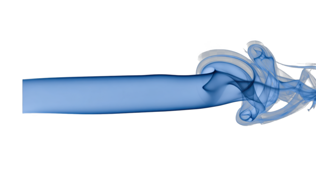 Ethereal blue smoke swirls create calming, flowing art