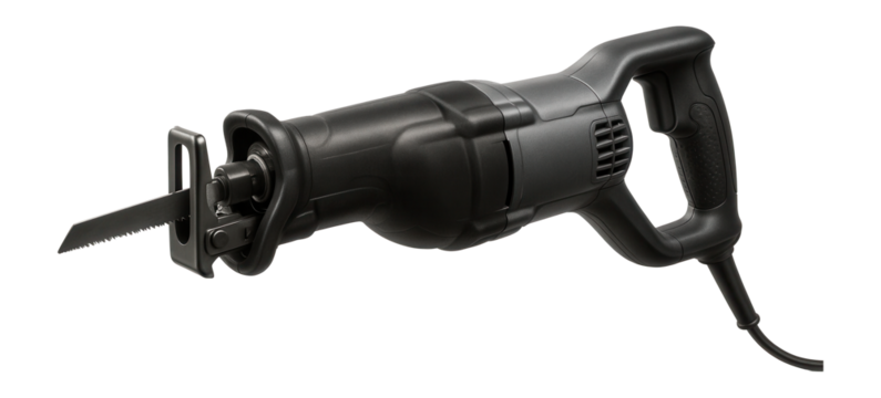 Corded reciprocating saw with variable speed for demolition on construction sites.