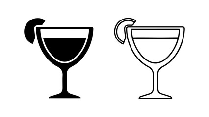 Cocktail glasses with citrus twist with transparent background