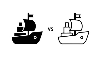 Sailing ships comparison with transparent background