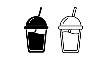 Drink in cups with straw with transparent background