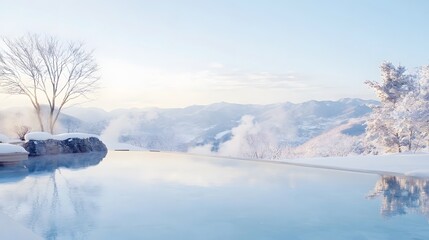Winter scenery by the natural lake