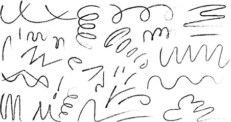 Collection of hand drawn abstract scribble lines and artistic swirls design