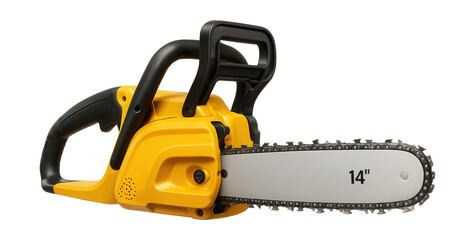 Fototapeta premium Electric chainsaw with a 14-inch bar and ergonomic handle for home DIY projects.