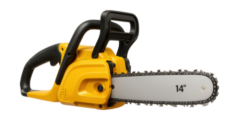 Electric chainsaw with a 14-inch bar and ergonomic handle for home DIY projects.