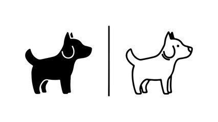 Dog icons with outline and solid fill with transparent background