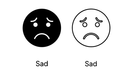 Sad face icons with transparent background