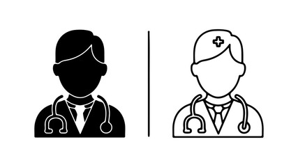 Doctor and nurse icons with transparent background