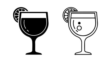 Cocktail glass with citrus slice with transparent background