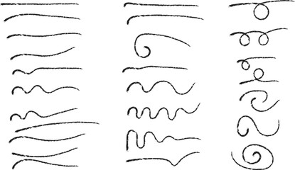Collection of underline and swirl hand drawn graphic elements for decoration