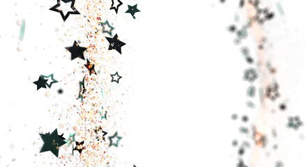 Elegant abstract background featuring dark stars and bokeh elements on a white backdrop. Perfect for designs related to celebration, holidays, a