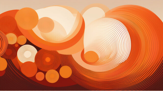 Abstract Orange Circles and Lines Background Modern Geometric Design