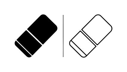 Eraser outline and solid icons with transparent background