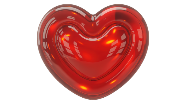 Red heart of glass for Valentine's Day love greeting cards