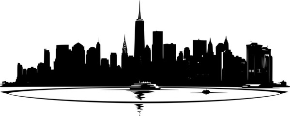 Obraz premium Skyline new york silhouette. This image shows the iconic skyline of New York City, highlighting Manhattan's skyscrapers and urban landmarks. Vector clipart illustration design
