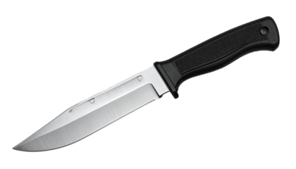 Realistic Combat Knife with Curved Edge and Matte Black Handle for Outdoor Survival Gear