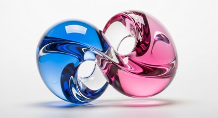 Elegant blue and pink glass sculpture with modern fluid design for home decor and artistic presentations