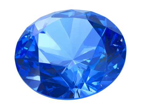  Radiant Blue Diamond Jewel with Reflective Facets transparent background.