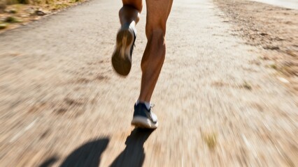 Person running on dirt path