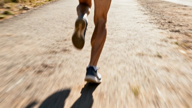 Person running on dirt path