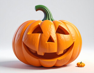 Halloween Pumpkin 3d Rendering on White Background