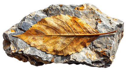 Macro Photograph of Dried Leaf on Gray Stone Showing Texture and Structure