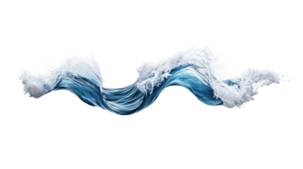 Dynamic Blue Wave on Transparent Background