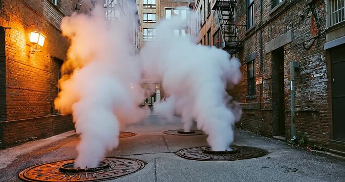 Smoke filled alleyway