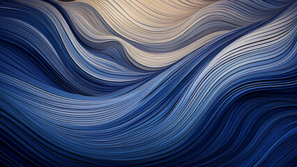 Fototapeta premium Abstract Blue and Gold Flowing Waves Background for Modern Design and Digital Art